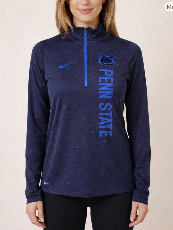Nike Tops - NIke Penn State 1/4 Zip Blue Long Sleeve Top Size Small